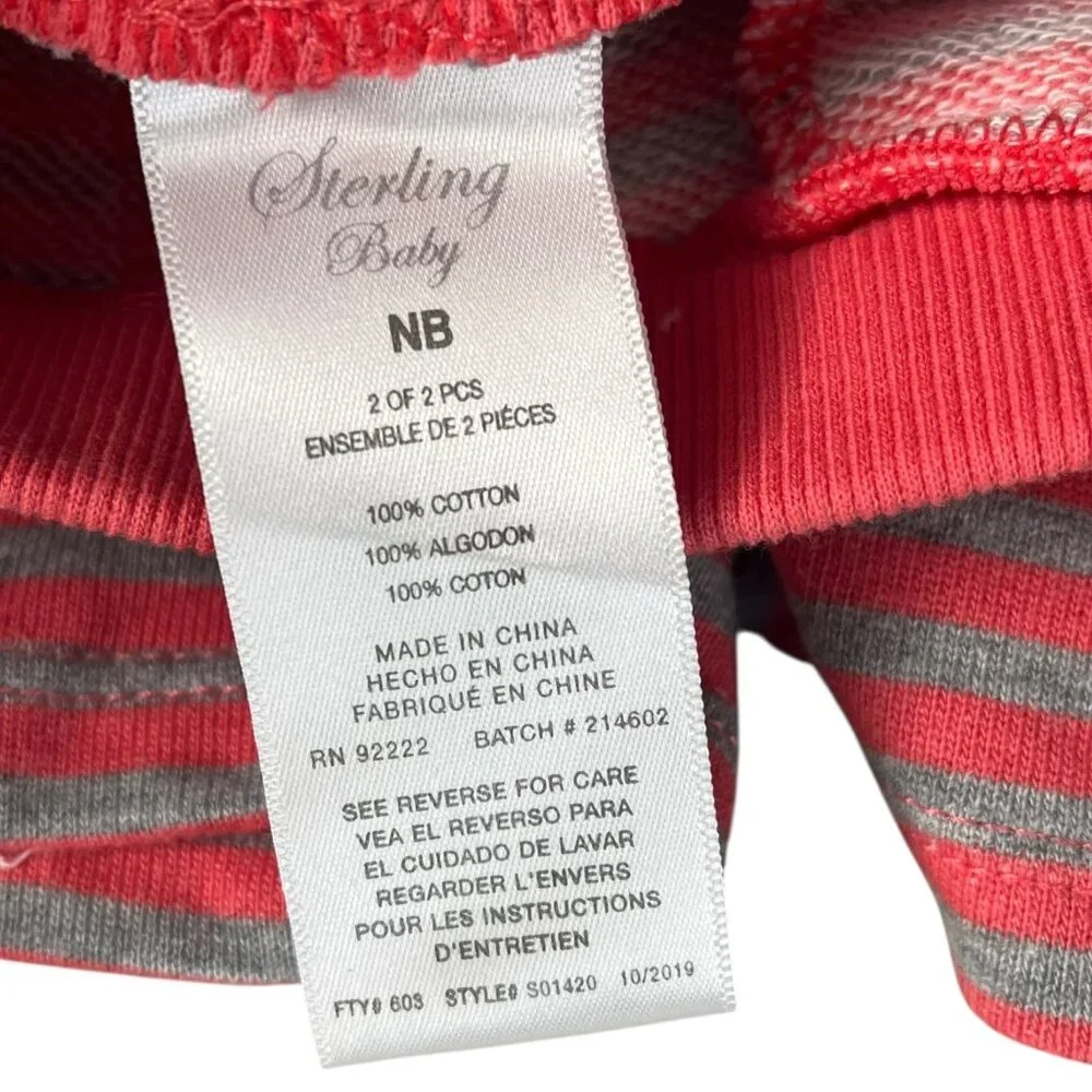 Sterling Baby‎ Girl Striped Cotton Shorts Pink/Gray Size NB Soft & Comfortable